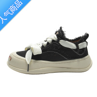 SUNTEK檀健次同款帆布鞋女2023春夏新款百搭小众厚底开口笑情侣休闲板鞋