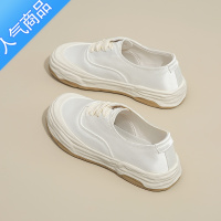 SUNTEK低帮帆布鞋女夏季2023新款百搭一脚蹬软底轻便透气薄款小白鞋