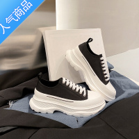 SUNTEK内增高帆布鞋女2023年夏季新款松糕厚底小白鞋休闲百搭情侣老爹鞋