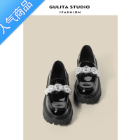 SUNTEK乐福鞋女厚底英伦风小皮鞋水晶玛丽珍鞋女增高洛丽塔jk鞋子