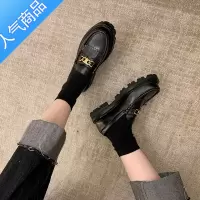 SUNTEK流苏乐福鞋一脚蹬厚底2022新款黑色复古英伦小皮鞋漆皮单鞋女