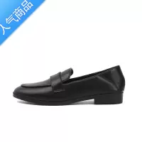 SUNTEK小皮鞋女英伦风春秋新款黑色加绒鞋工作鞋百搭平底单鞋乐福鞋