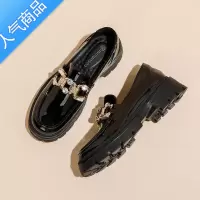 SUNTEK小皮鞋女厚底2023春季新款乐福鞋水钻软底时尚英伦风黑色单鞋
