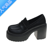 SUNTEK超厚底乐福鞋女玛丽珍小个子女鞋增高防水台粗跟高跟鞋复古jk皮鞋