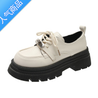 SUNTEK小皮鞋女2023新款英伦风百搭系带单鞋复古厚底增高乐福鞋玛丽珍鞋