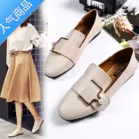SUNTEK单鞋女平底2023年新款春秋季豆豆鞋百搭女款鞋子小皮鞋大码乐福鞋