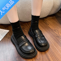 SUNTEK2023年春季新款平底软底一脚蹬乐福鞋女黑色英伦风小皮鞋女单鞋子