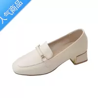 SUNTEK乐福鞋女2023春秋新款英伦风百搭软皮单鞋女通勤粗跟一脚蹬小皮鞋
