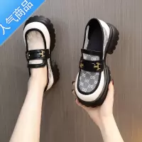 SUNTEK网纱乐福鞋女2023年夏季新款英伦镂空透气浅口小单靴厚底增高圆头