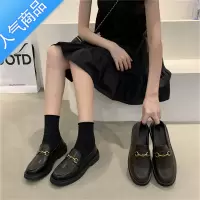 SUNTEK英伦小众小皮鞋法式复古设计感乐福鞋单鞋女黑色2023秋秋新款鞋子