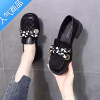SUNTEK网纱小皮鞋女2023夏新款凉鞋时尚蝴蝶结透气平底乐福鞋小码34