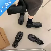 SUNTEK英伦小众小皮鞋低跟单鞋黑色春夏新款法式复古乐福鞋豆豆鞋女鞋子