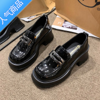 SUNTEK玛丽珍女单鞋2023新款夏季英伦风小皮鞋百搭厚底粗跟一脚蹬乐福鞋