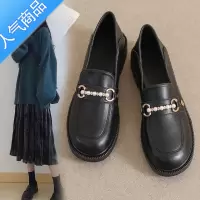 SUNTEK小皮鞋女2023春秋英伦风黑色平底工作软底夏季豆豆舒适乐福鞋