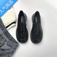 SUNTEK不磨脚英伦风小皮鞋女软皮一脚蹬乐福鞋平底单鞋麦当劳工作制服鞋