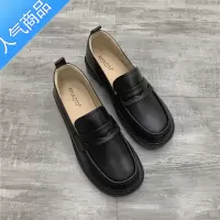 SUNTEK2023春季新款英伦风小皮鞋女黑色厚底低跟乐福鞋软底复古上班单鞋