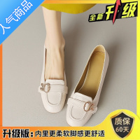 SUNTEK女鞋粗跟懒人乐福鞋女2023年春夏新款法式金扣小皮鞋软底单鞋