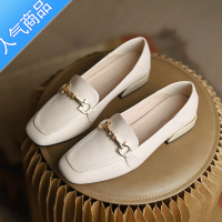 SUNTEK厚底乐福鞋女夏2023年新款夏季百搭鞋子方头平底单鞋英伦风小皮鞋