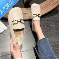 SUNTEK两穿豆豆鞋女2023新款平底仙女方扣单鞋奶奶鞋舒适软底乐福鞋