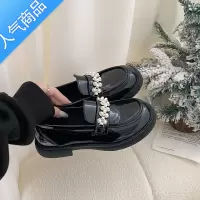 SUNTEK2023新款春季小皮鞋女小众设计法式珍珠英伦风百搭厚底乐福鞋单鞋