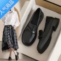 SUNTEK小皮鞋女2023春秋英伦风黑色平底工作软底夏季豆豆舒适乐福鞋