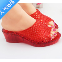 SUNTEK拖鞋女夏季外穿凉高跟网红家用新款防滑坡跟水晶鞋时塑料凉拖