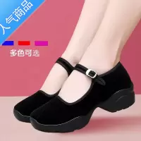 SUNTEK厚底老北京布鞋女工作鞋女鞋黑色增高坡跟舞蹈鞋高跟鞋单鞋酒店鞋