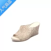 SUNTEK夏季网状坡跟凉拖鞋女士厚底高跟跳舞妈妈塑料鞋大码防滑外穿拖鞋