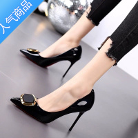 SUNTEK2023春秋新款高跟鞋女细跟韩版百搭尖头裸色小清新少女春季单鞋春