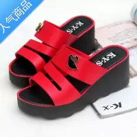 SUNTEK2021凉拖鞋女夏季高跟坡跟浴室洗澡厚底塑料防滑居家室内女式拖鞋
