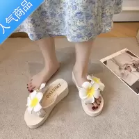 SUNTEK海边度假仙女三亚旅游沙滩鞋女夏外穿西双版纳鸡蛋小黄花高跟拖鞋