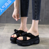 SUNTEK踩屎感拖鞋女夏外穿厚底2023新款松糕高跟一字拖网红内增高凉拖鞋