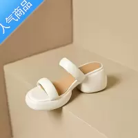 SUNTEK显腿长新款厚底防水台粗跟露趾凉拖鞋女外穿高跟一字拖夏