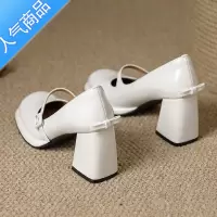 SUNTEK浅口法式玛丽珍鞋黑色厚底高跟鞋女白色女鞋子夏季单鞋复古小皮鞋