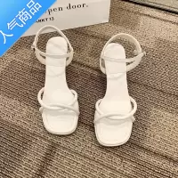 SUNTEK超轻凉鞋女2023春季新款百搭温柔仙女风复古粗跟防滑一字带高跟鞋