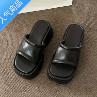 SUNTEK拖鞋女夏外穿2023新款凉鞋晚风高级感高跟厚底增高松糕法式小凉拖