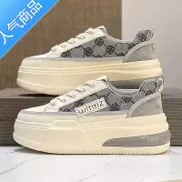 SUNTEK厚底帆布鞋女2023春新款灰色松糕运动板鞋百搭休闲小白鞋