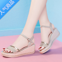 SUNTEK凉鞋2023年新款女夏季厚底坡跟妈妈款百搭不累脚防水台高跟鞋女款