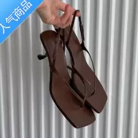 SUNTEK法式高跟鞋女夏天新款夹脚细跟高跟凉鞋后绊带猫跟人字凉拖鞋