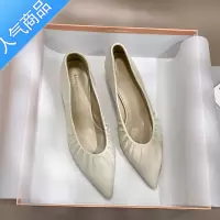 SUNTEK尖头单鞋女夏中跟百搭软皮女鞋3公分软底法式高跟鞋设计感小跟鞋