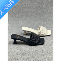 SUNTEK女鞋2023夏季新款欧货软羊皮细跟露趾高跟鞋凉鞋拖鞋女