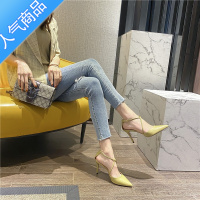 SUNTEK夏季2023新款百搭包头凉鞋女细跟法式仙女风尖头单鞋一字带高跟鞋