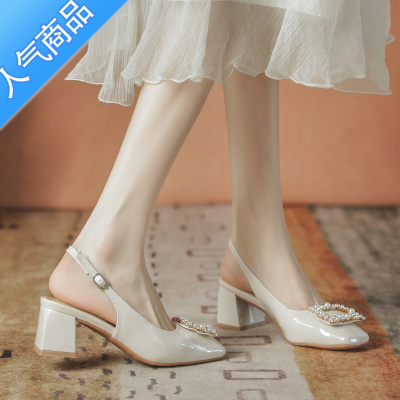 SUNTEK包头凉鞋女夏季2023新款粗跟配仙女裙子法式晚风温柔玛丽珍高跟鞋