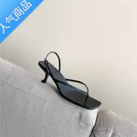 SUNTEK2023年夏季新款凉鞋女细跟小猫跟夹趾人字拖一字带方头罗马高跟鞋