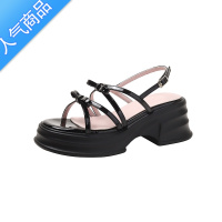 SUNTEK厚底增高凉鞋女2023年新款夏季外穿松糕坡跟时装甜美高跟鞋女