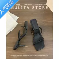 SUNTEK名媛风性感黑色凉拖鞋女夏外穿一字带细跟法式高跟凉鞋女