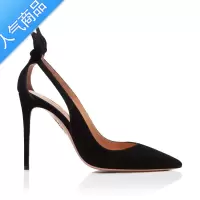 SUNTEK黑色兔耳朵高跟鞋女细跟10cm性感浅口尖头裸色百搭气质绒面单鞋夏
