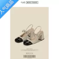 SUNTEK2023年春秋新款法式高跟鞋女粗跟仙女风玛丽珍女鞋夏中跟方头凉鞋