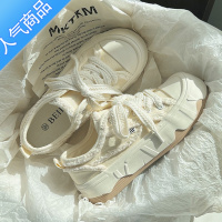 SUNTEK配裙子的小白鞋女2023夏季薄款小众设计感帆布鞋学生休闲厚底板鞋