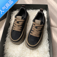 SUNTEK厚底小白鞋女复古2023秋季新款网红休闲鞋ins百搭松糕板鞋